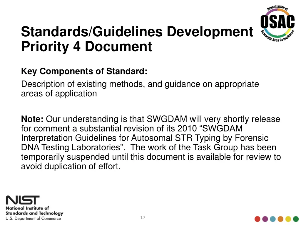 standards guidelines development priority 7