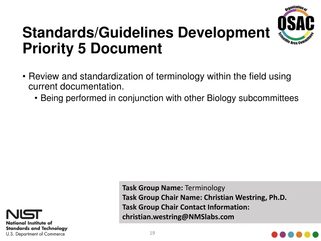 standards guidelines development priority 8