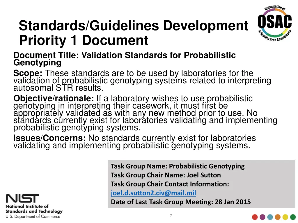 standards guidelines development priority