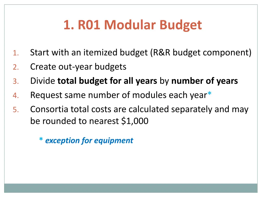 1 r01 modular budget