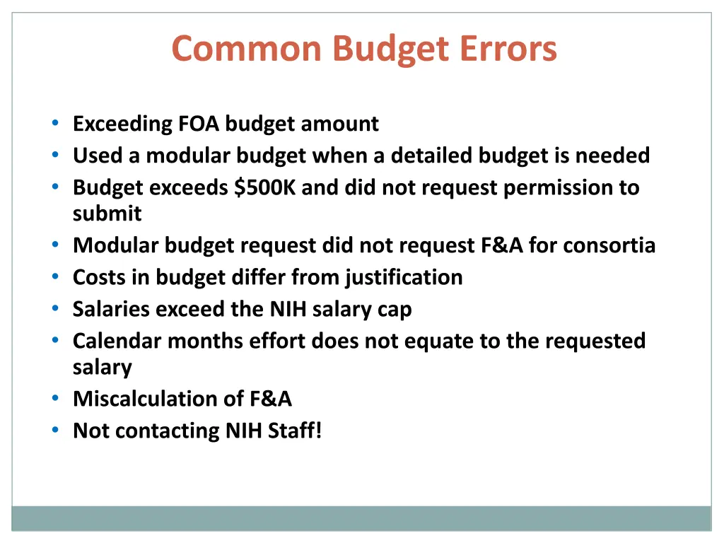 common budget errors