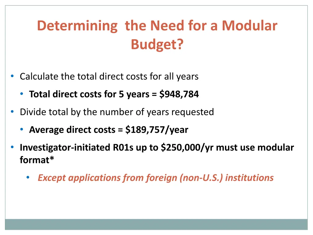 determining the need for a modular budget