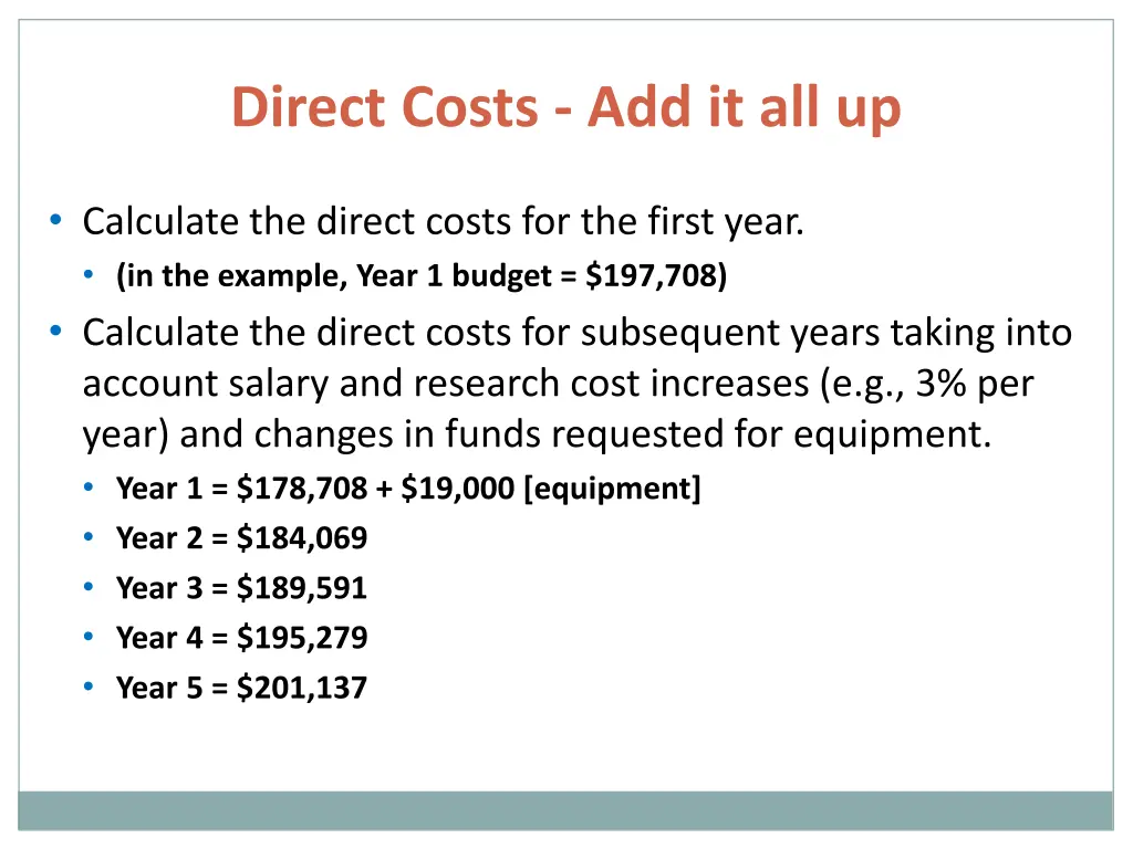 direct costs add it all up