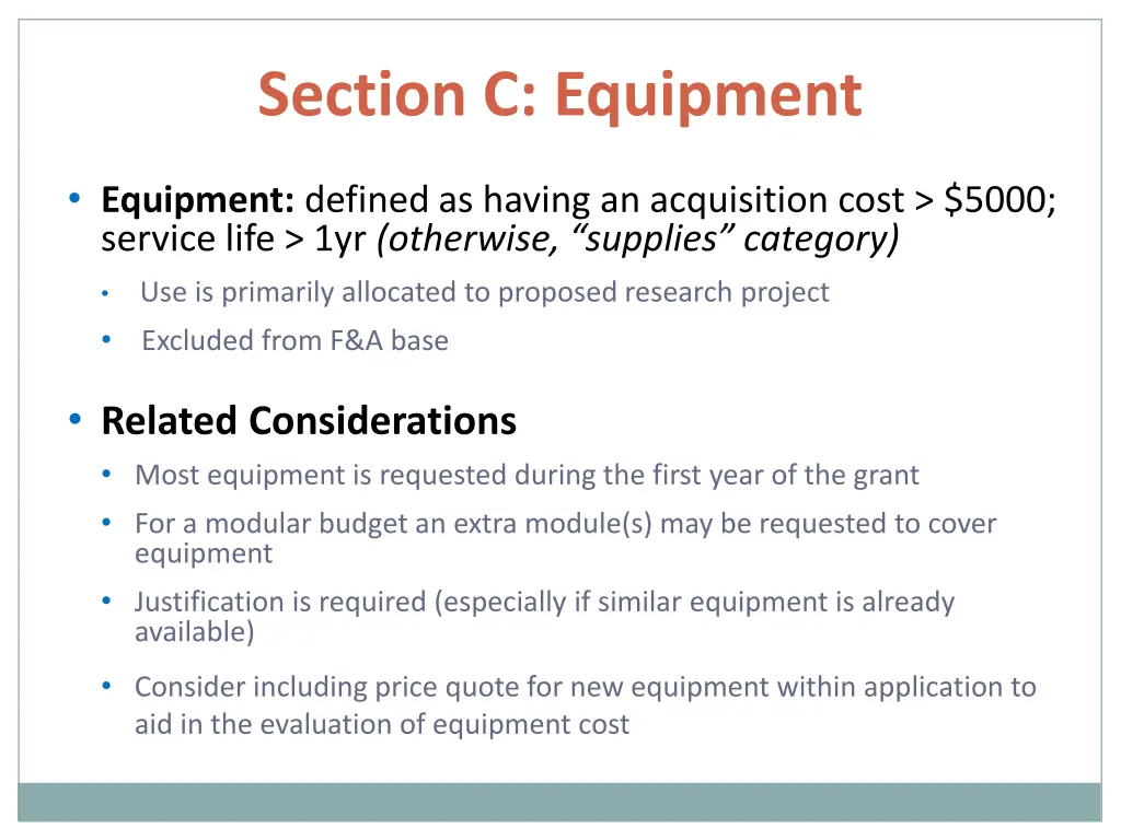 section c equipment