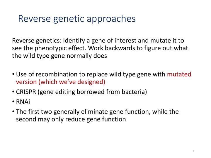 reverse genetic approaches