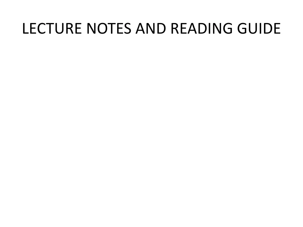 lecture notes and reading guide