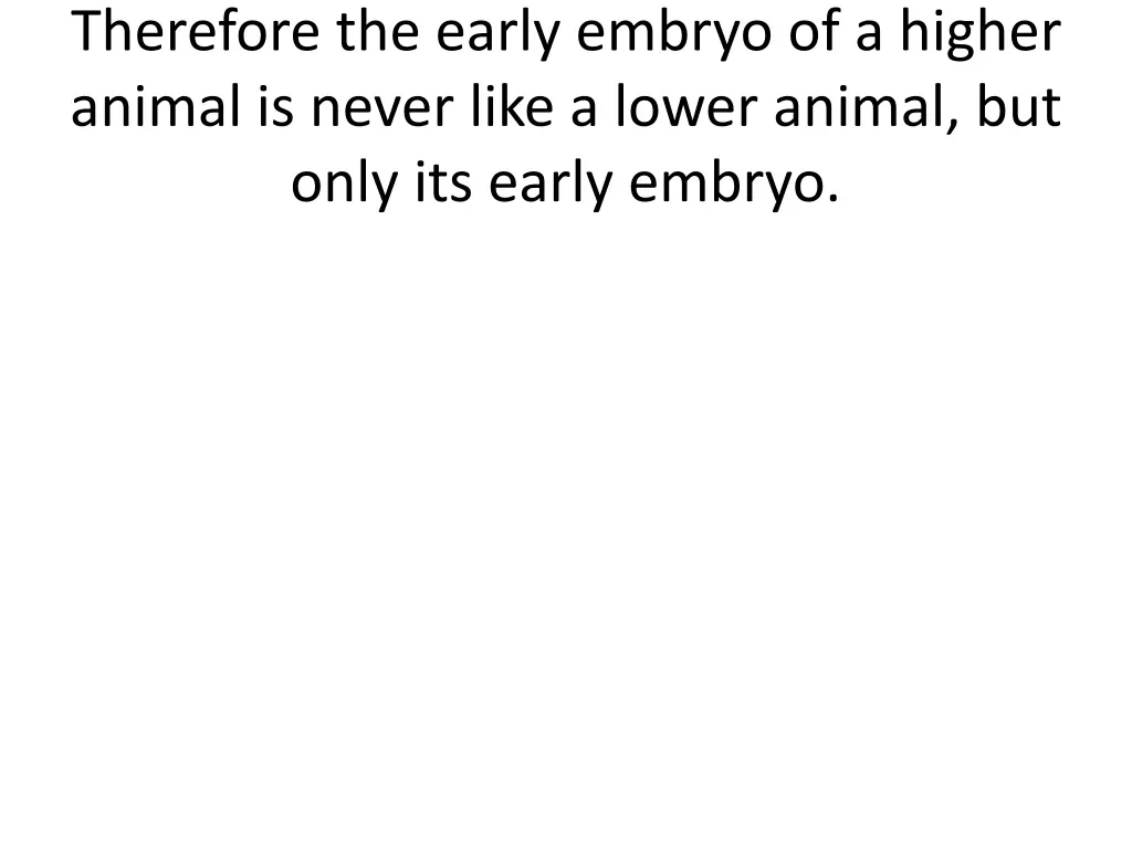 therefore the early embryo of a higher animal