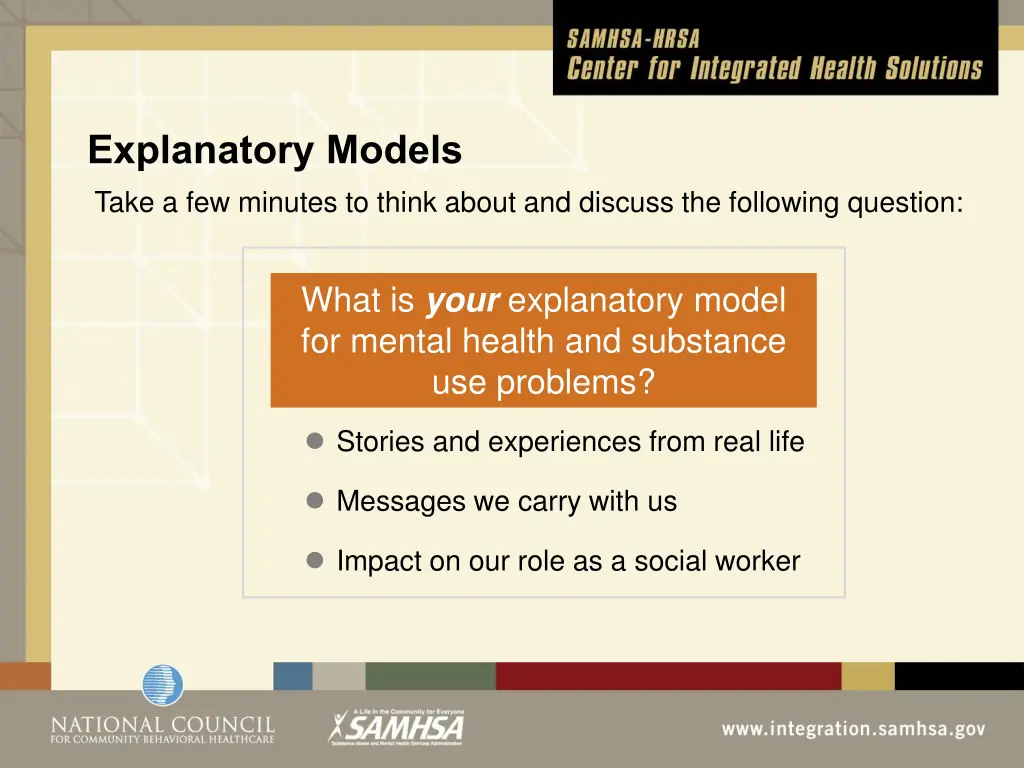 explanatory models take a few minutes to think