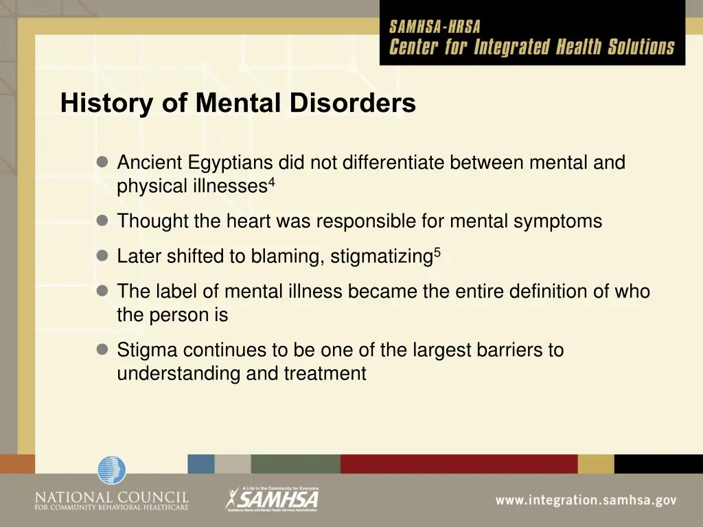 history of mental disorders