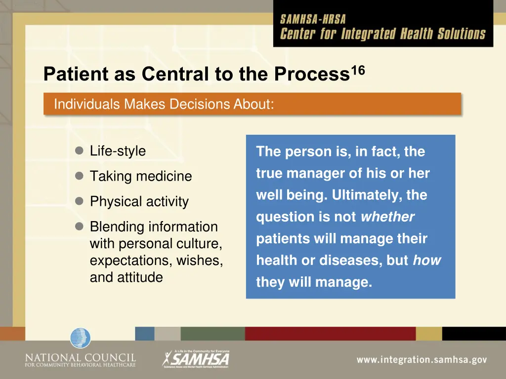 patient as central to the process 16