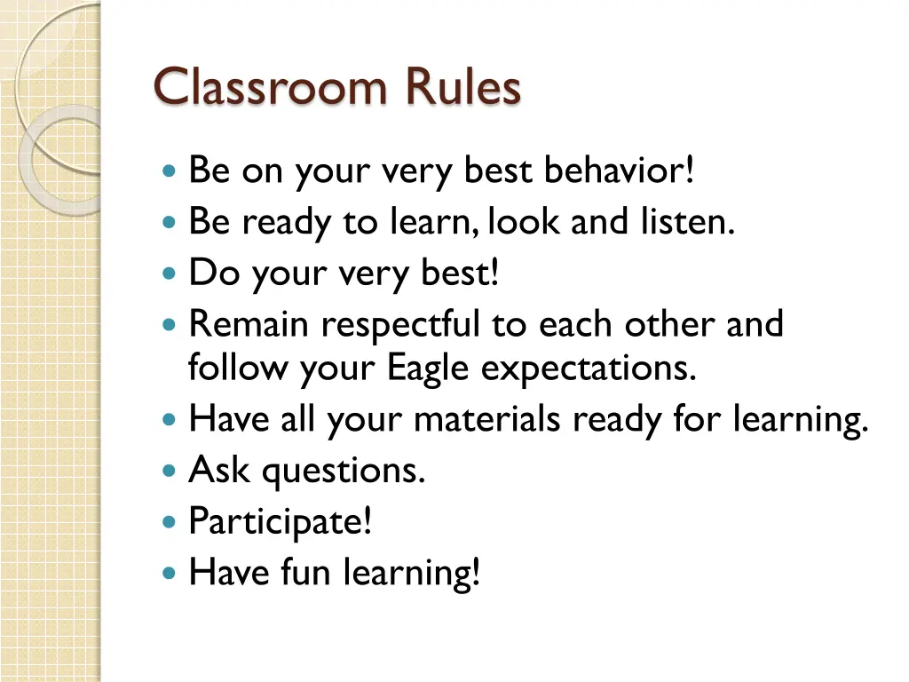 classroom rules