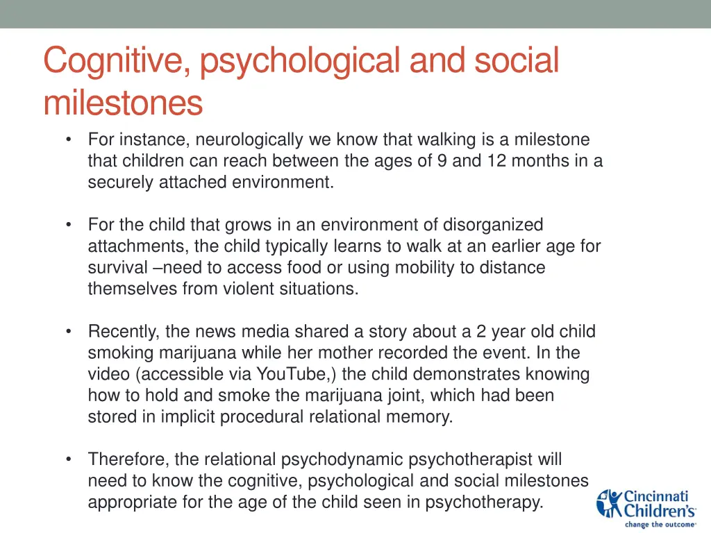 cognitive psychological and social milestones