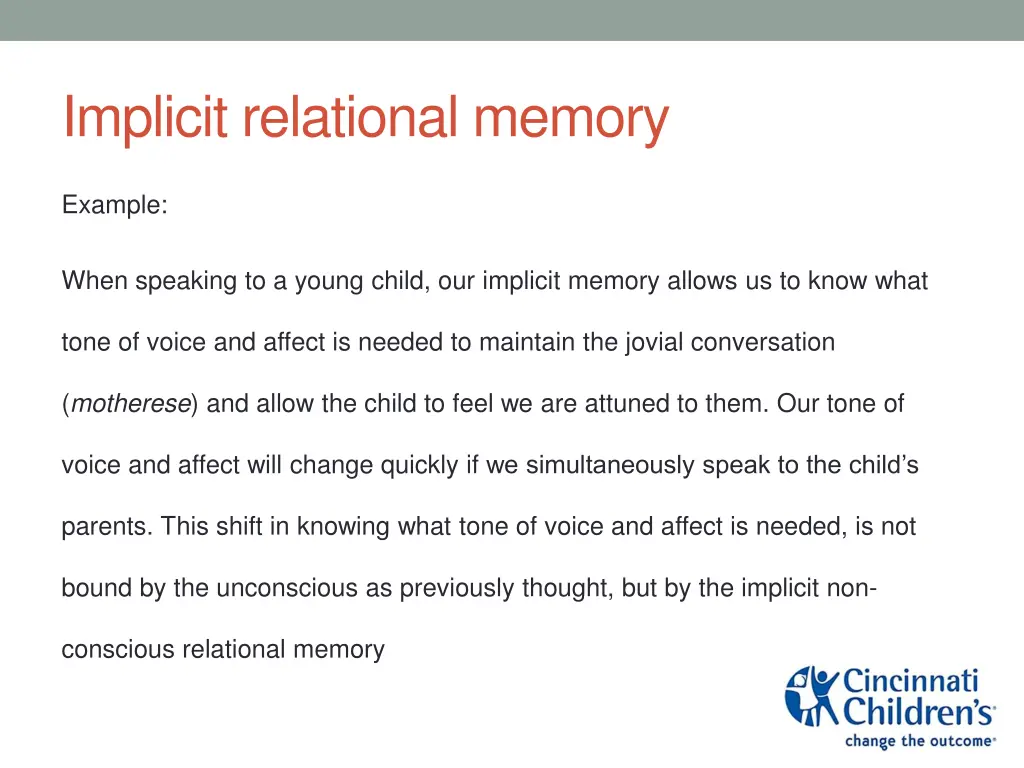 implicit relational memory 1