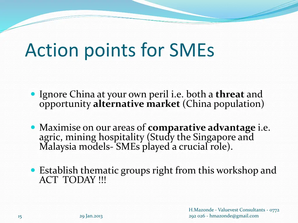 action points for smes