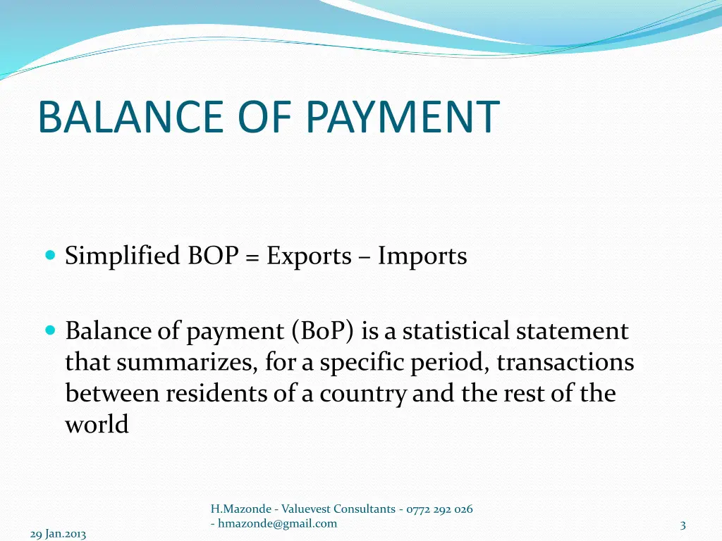 balance of payment