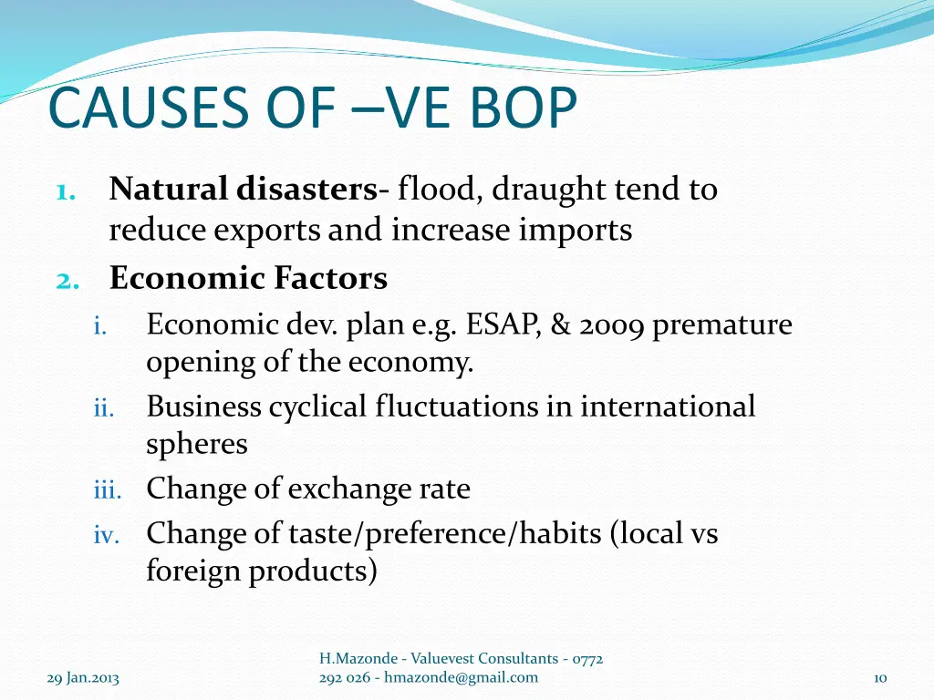 causes of ve bop