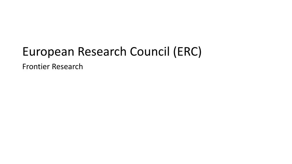 european research council erc frontier research