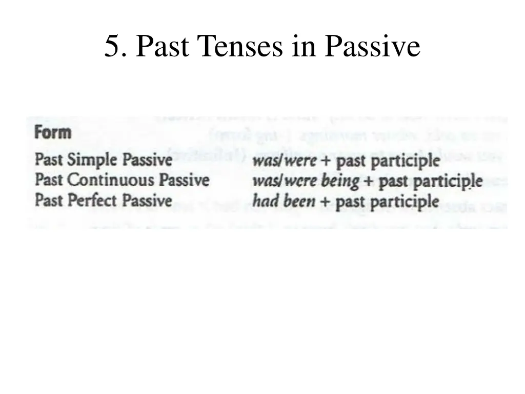 5 past tenses in passive