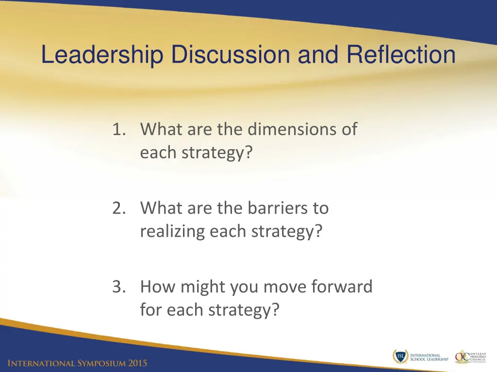 leadership discussion and reflection