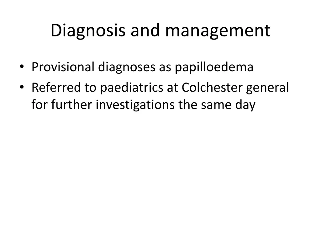 diagnosis and management