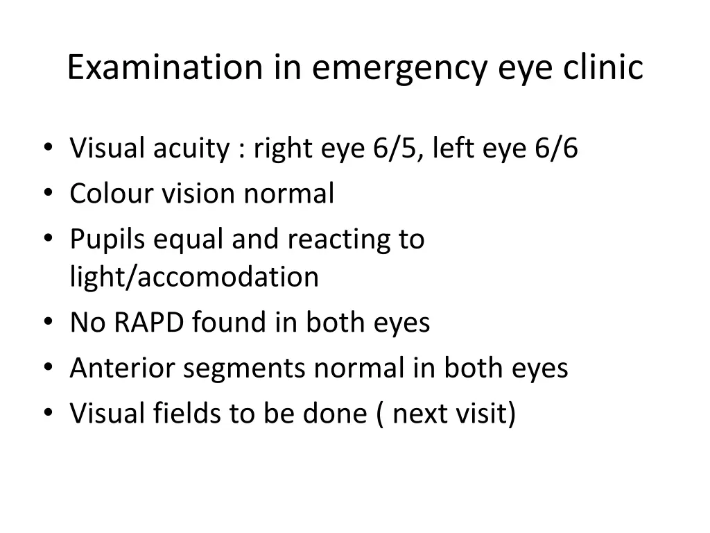 examination in emergency eye clinic