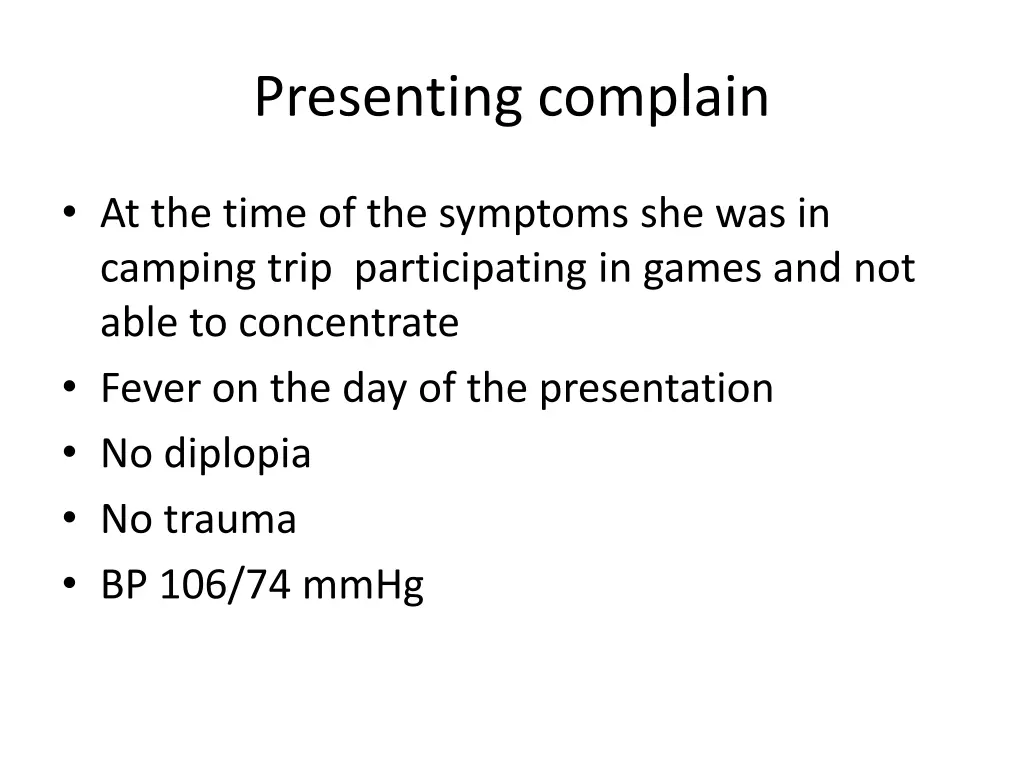 presenting complain 1