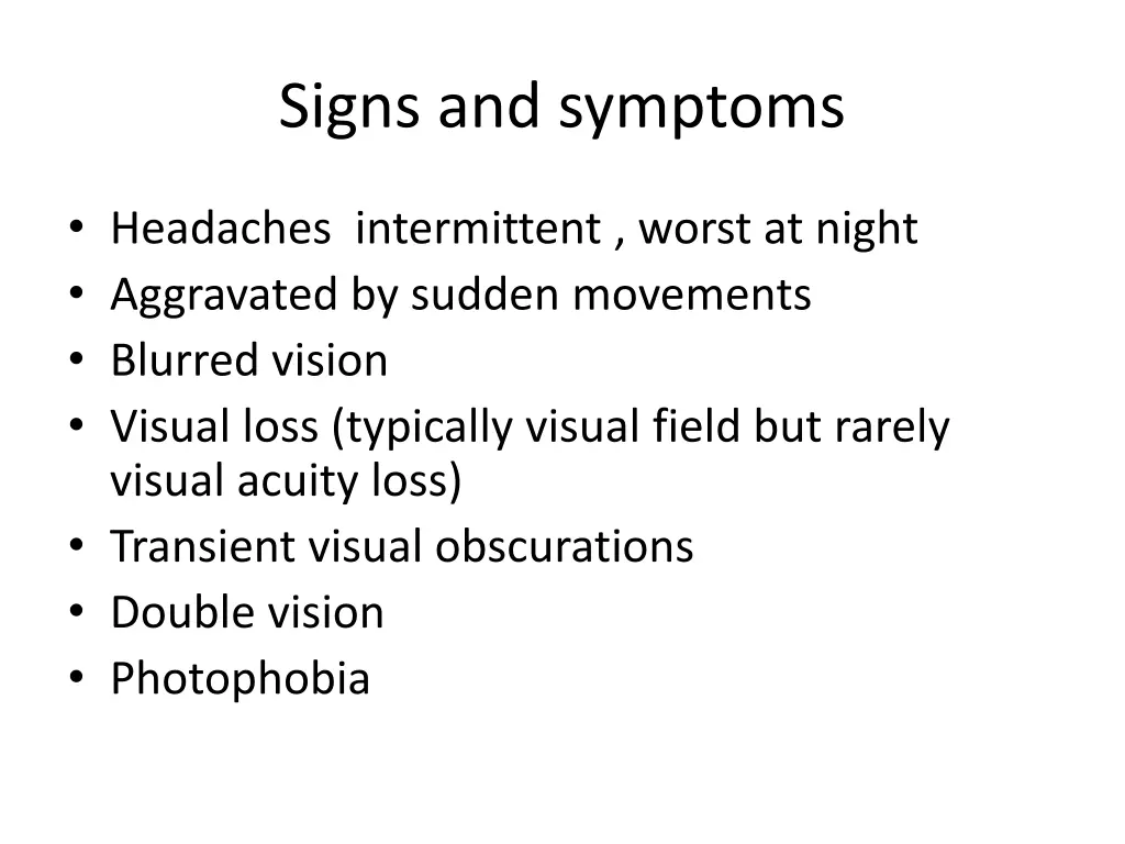 signs and symptoms