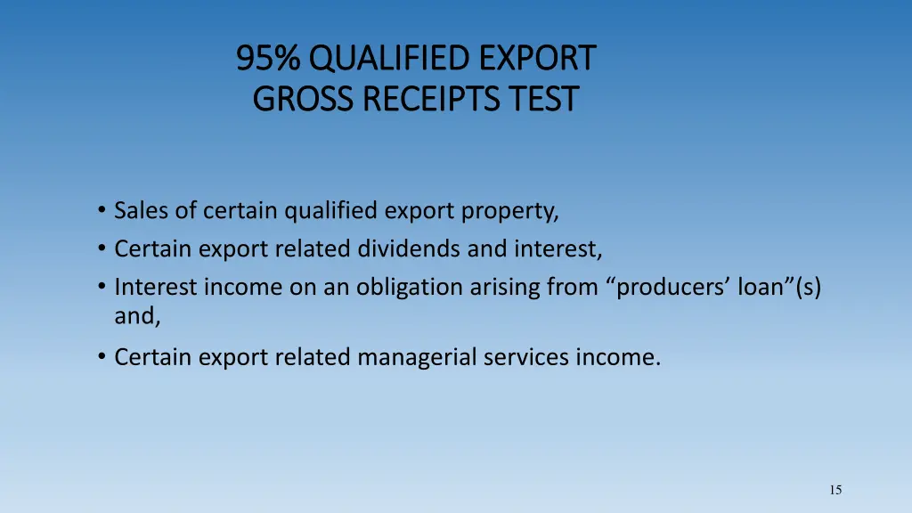 95 qualified export 95 qualified export gross