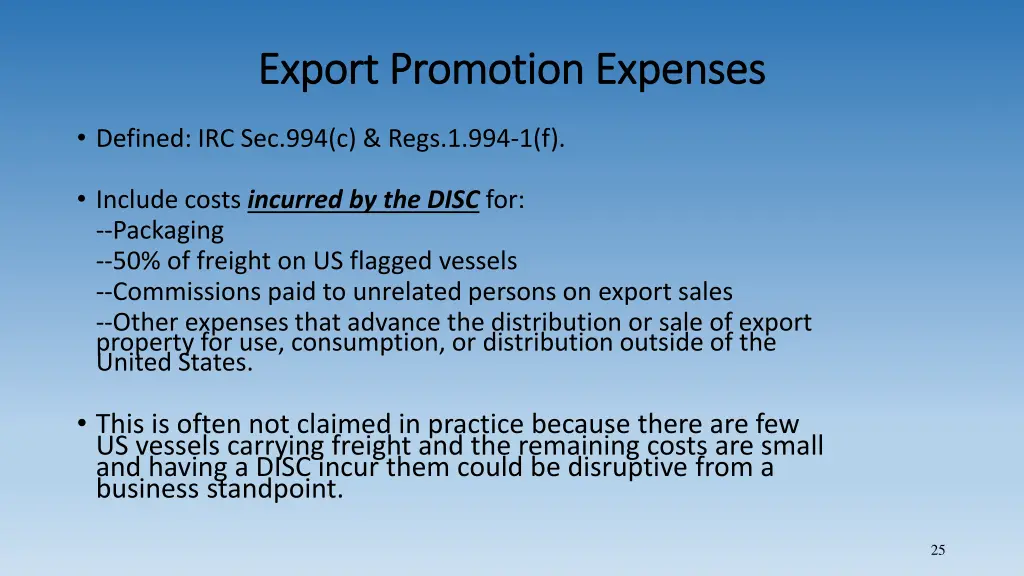 export promotion expenses export promotion