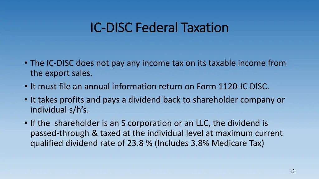 ic ic disc federal taxation disc federal taxation