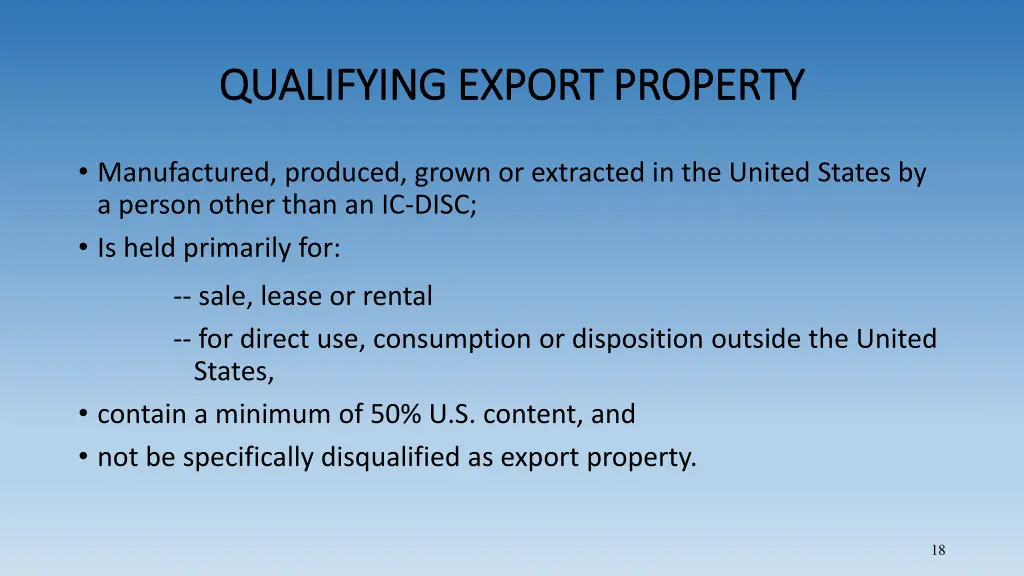 qualifying export property qualifying export