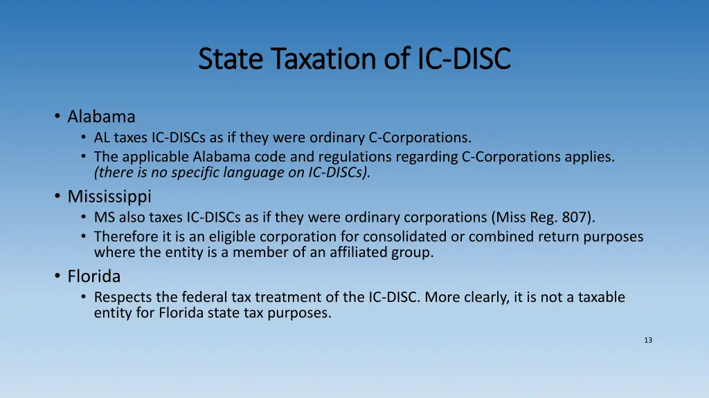 state taxation of ic state taxation of ic disc