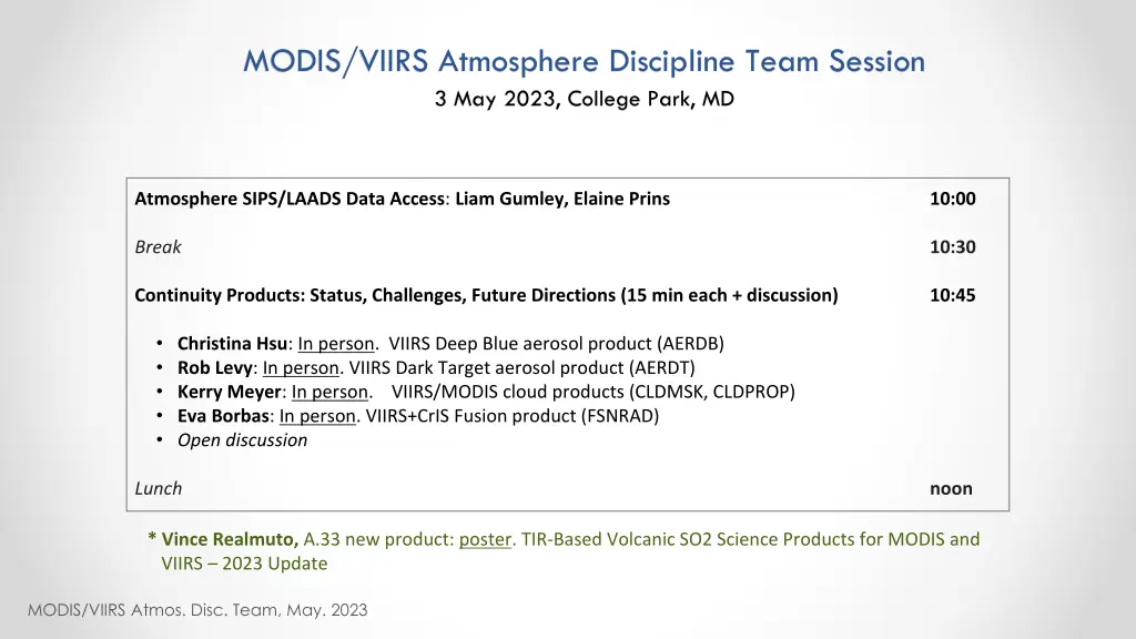 modis viirs atmosphere discipline team session 2