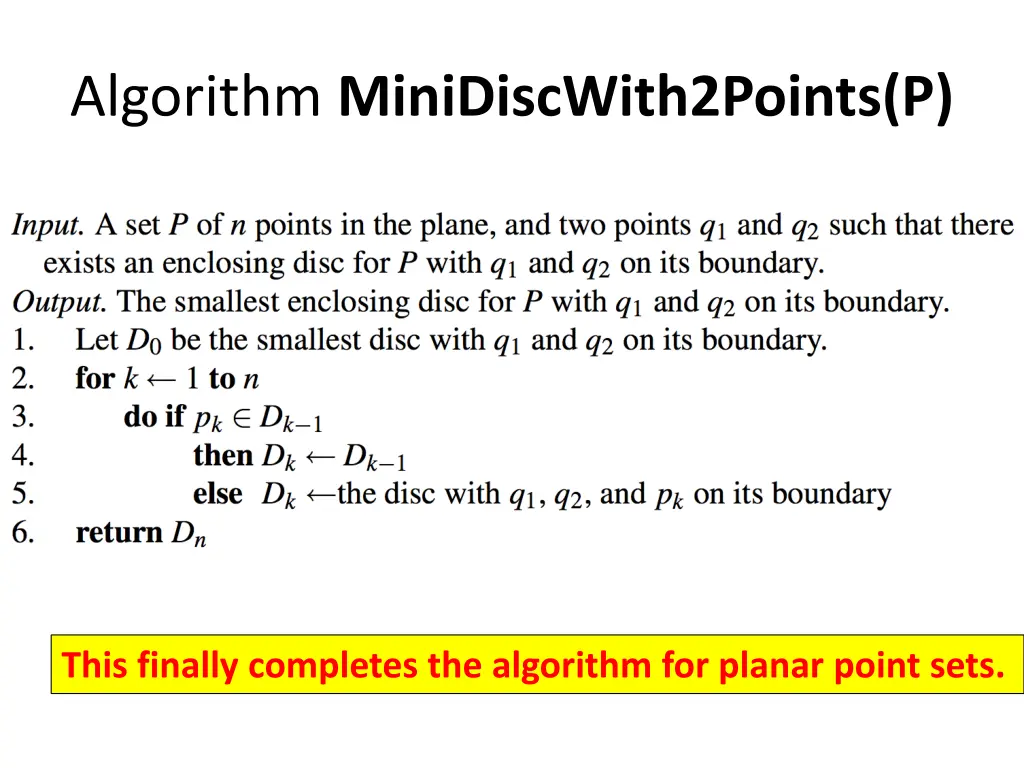 algorithm minidiscwith2points p