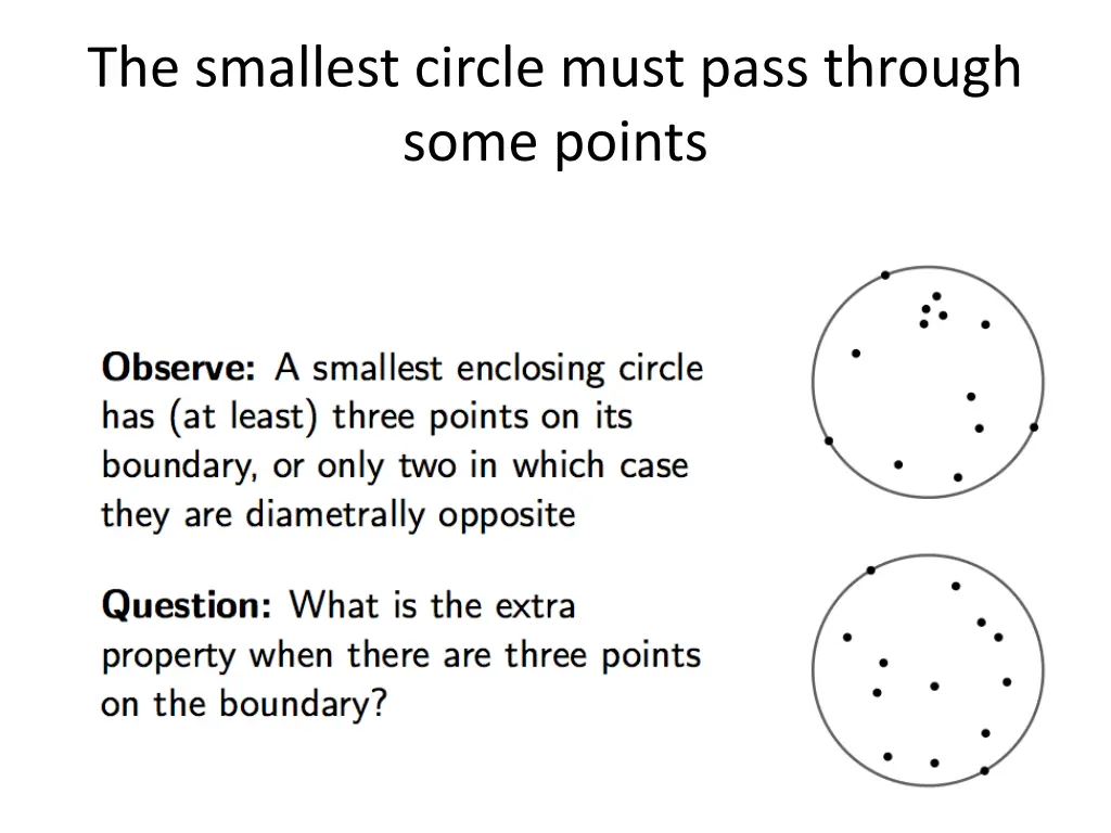 the smallest circle must pass through some points 2