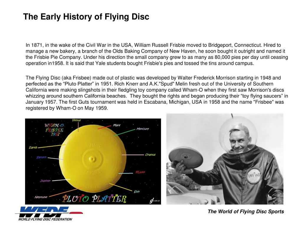 the early history of flying disc