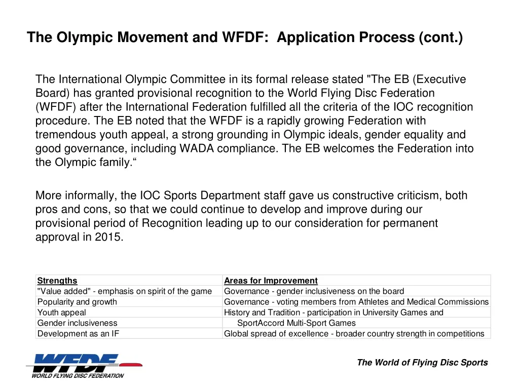 the olympic movement and wfdf application process 3