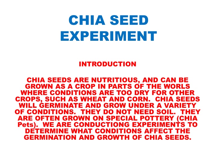 chia seed experiment