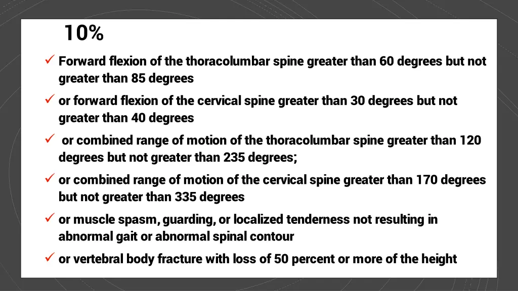 10 forward flexion of the thoracolumbar spine