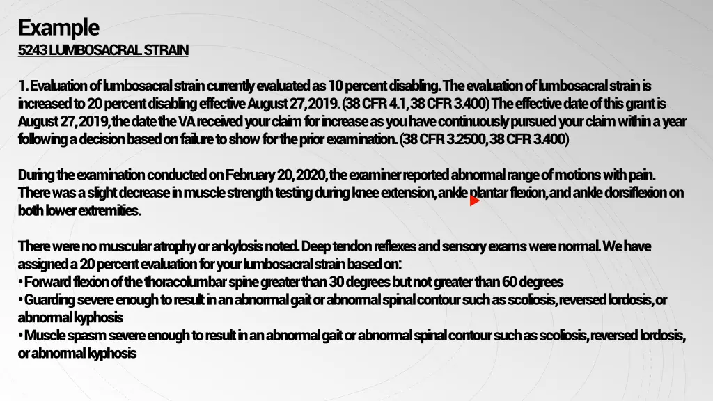 example 5243 lumbosacral strain