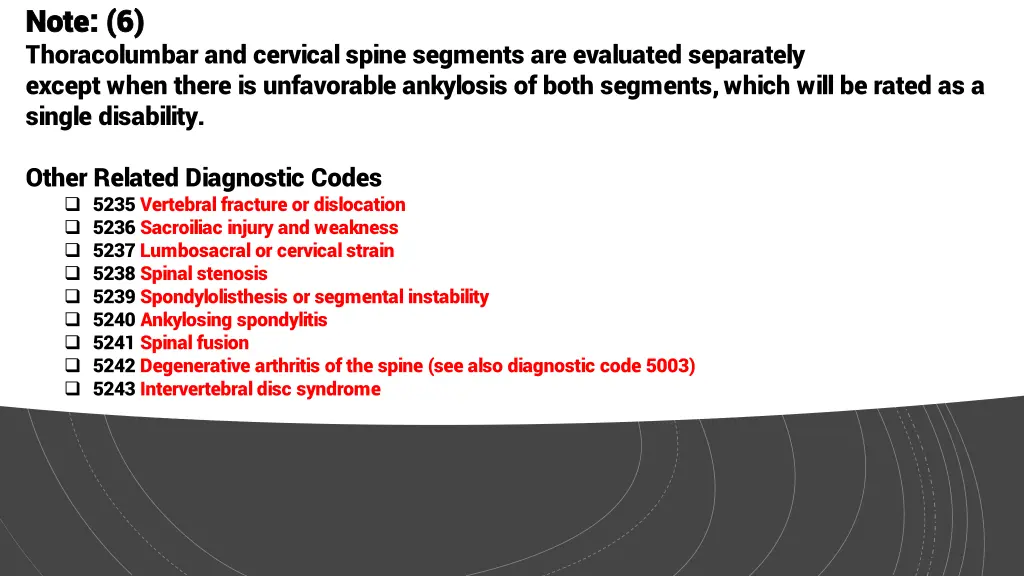 note 6 note 6 thoracolumbar and cervical spine