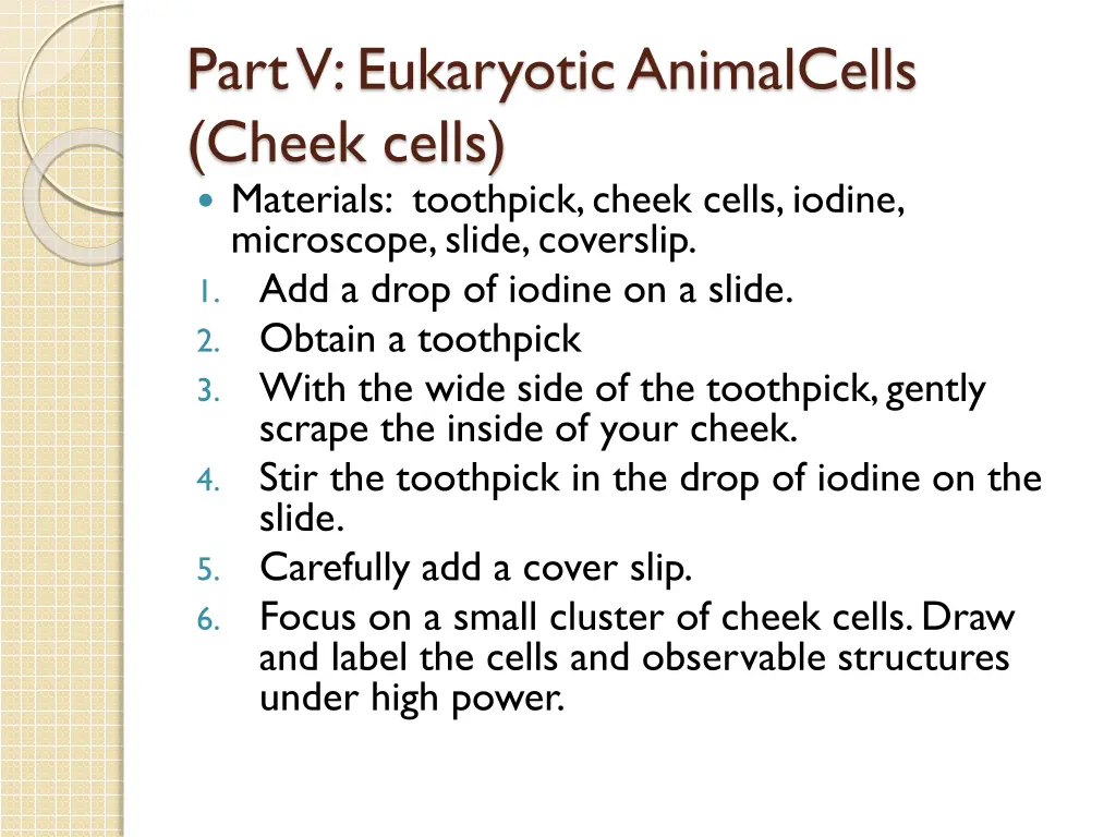 part v eukaryotic animalcells cheek cells