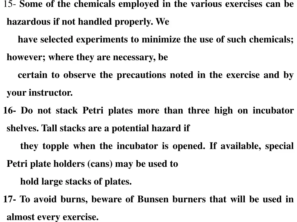 15 some of the chemicals employed in the various