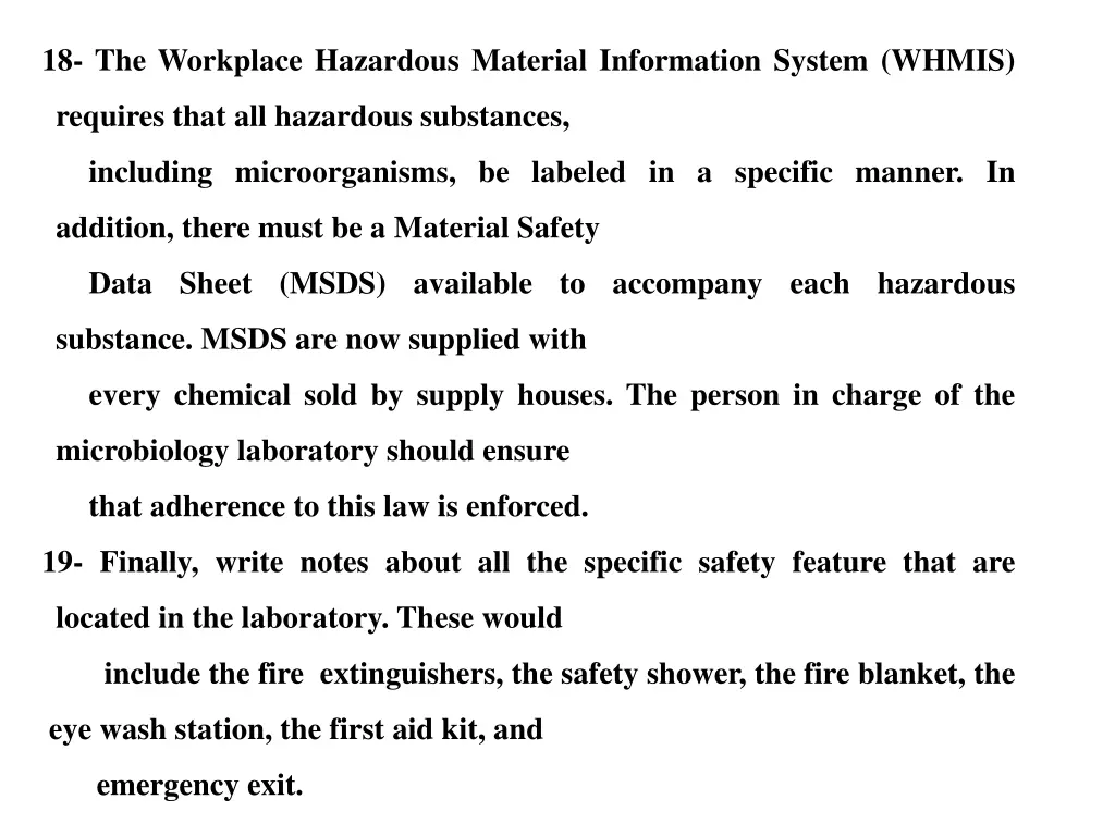 18 the workplace hazardous material information