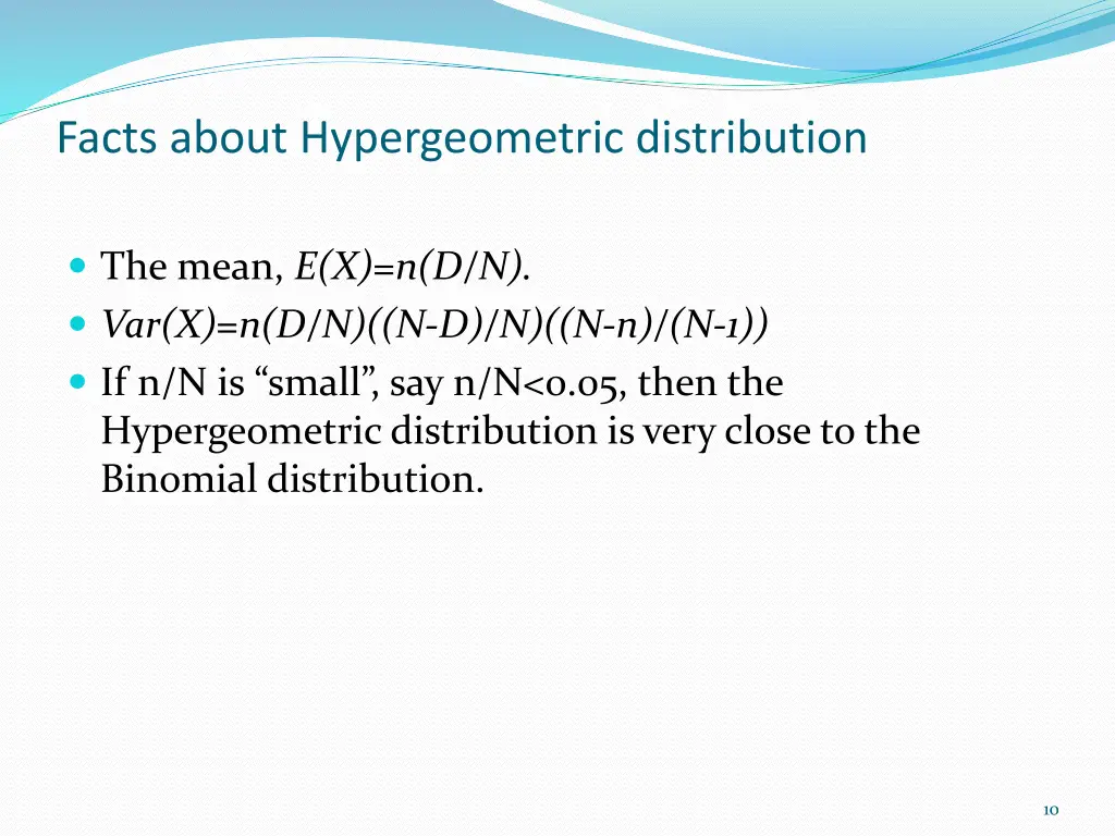 facts about hypergeometric distribution