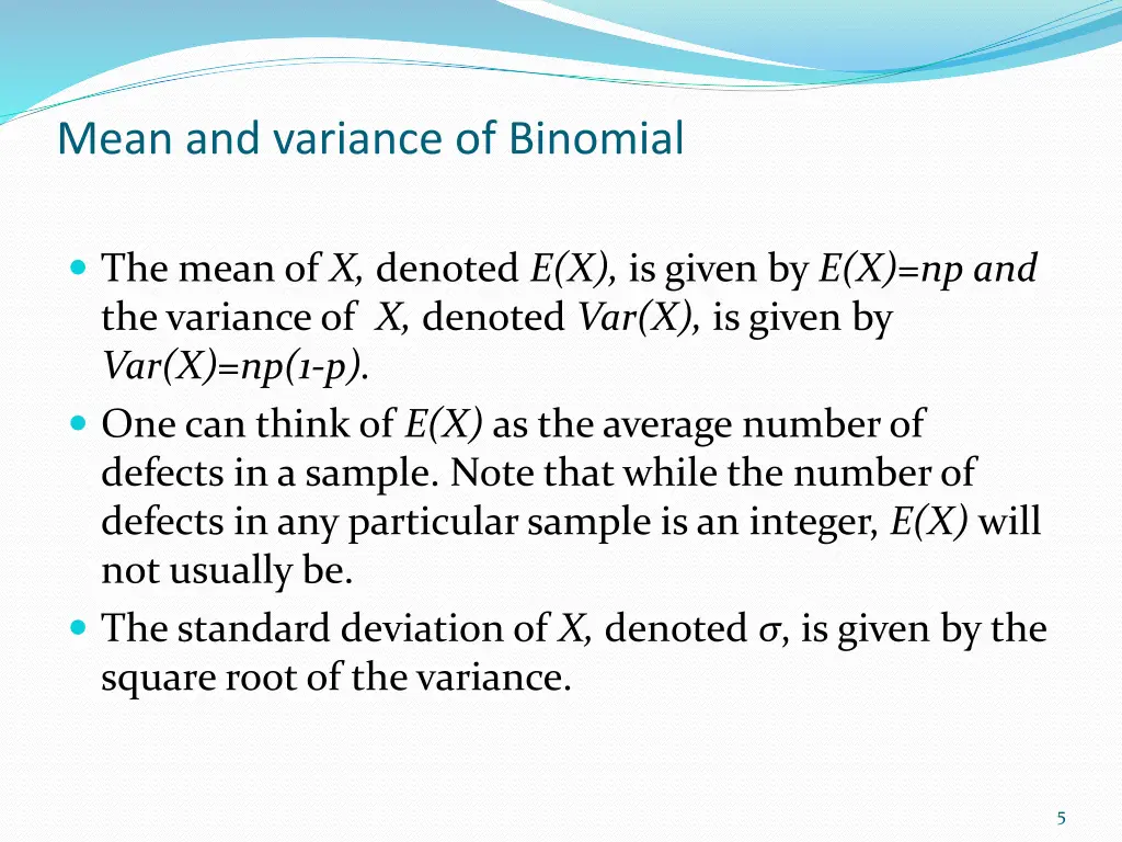 mean and variance of binomial