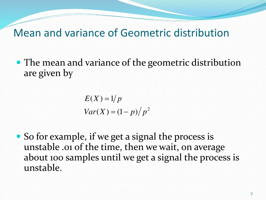 mean and variance of geometric distribution