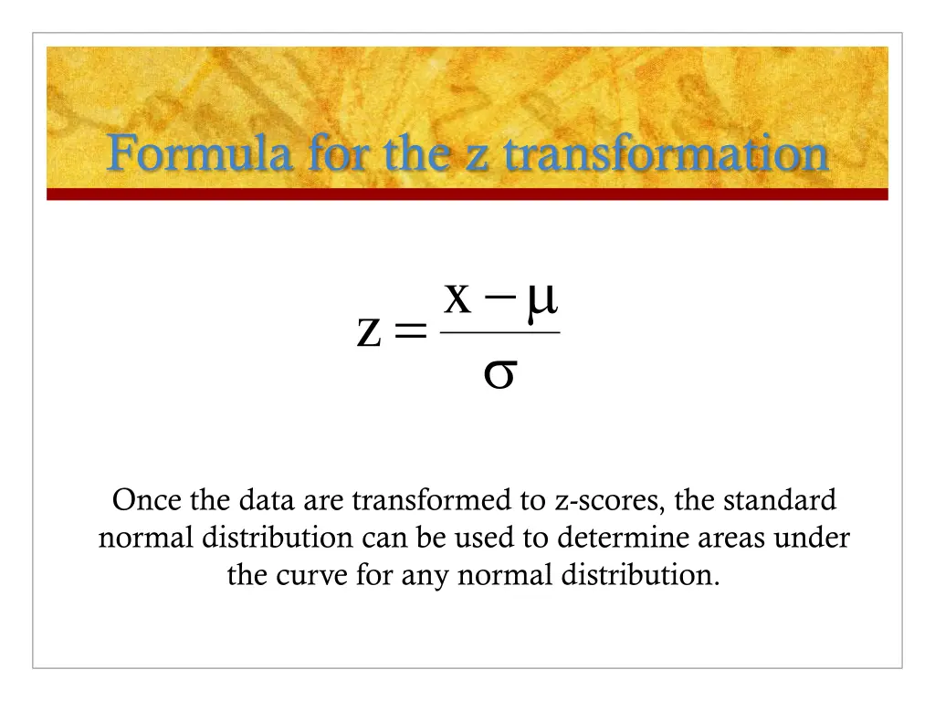 formula for the z transformation