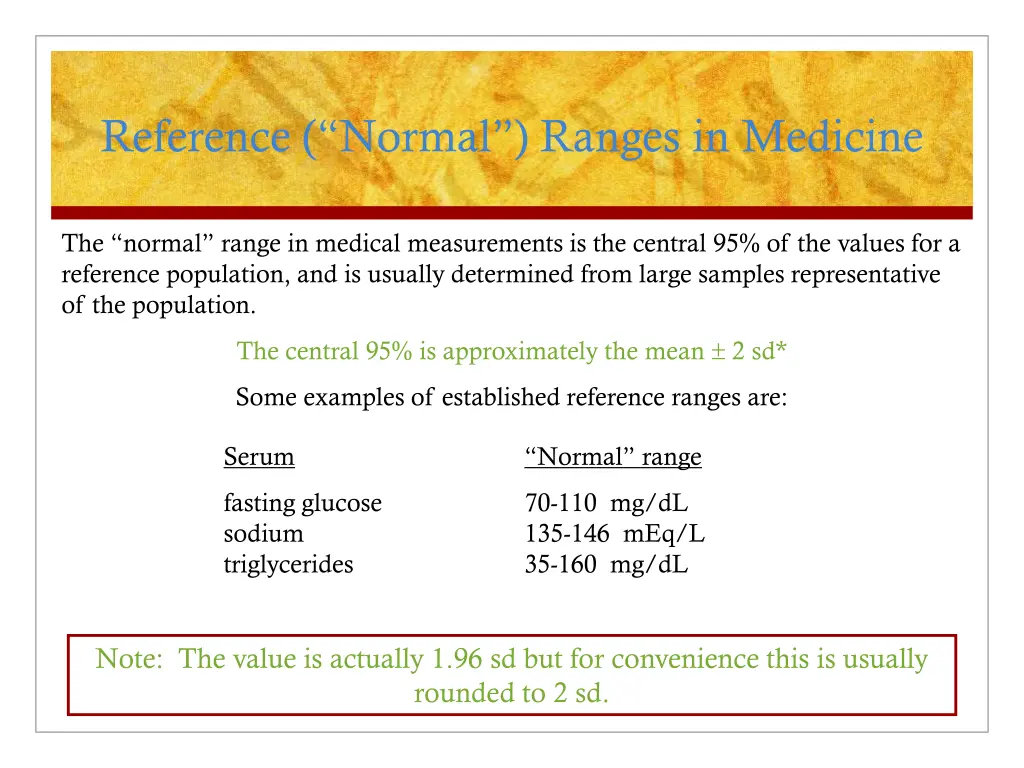 reference normal ranges in medicine