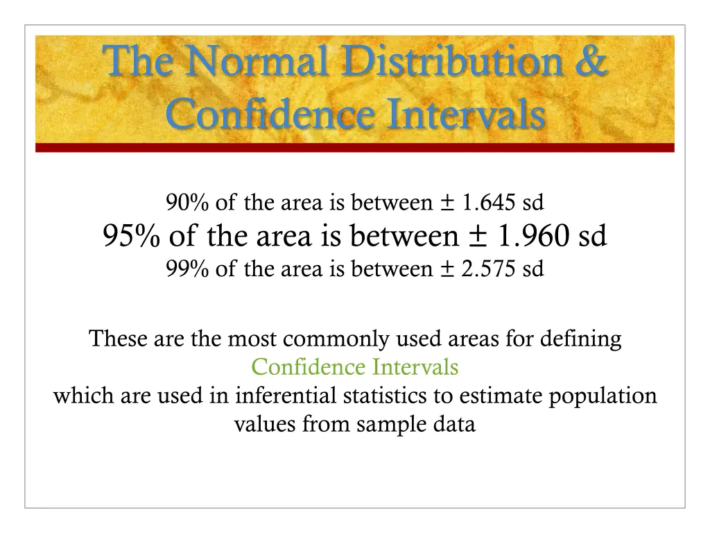 the normal distribution confidence intervals